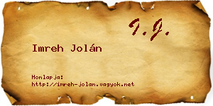 Imreh Jolán névjegykártya